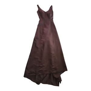 Jordan Fashions Brown Satin Evening Gown Size 0 Formal Prom Dress High-Low Back
